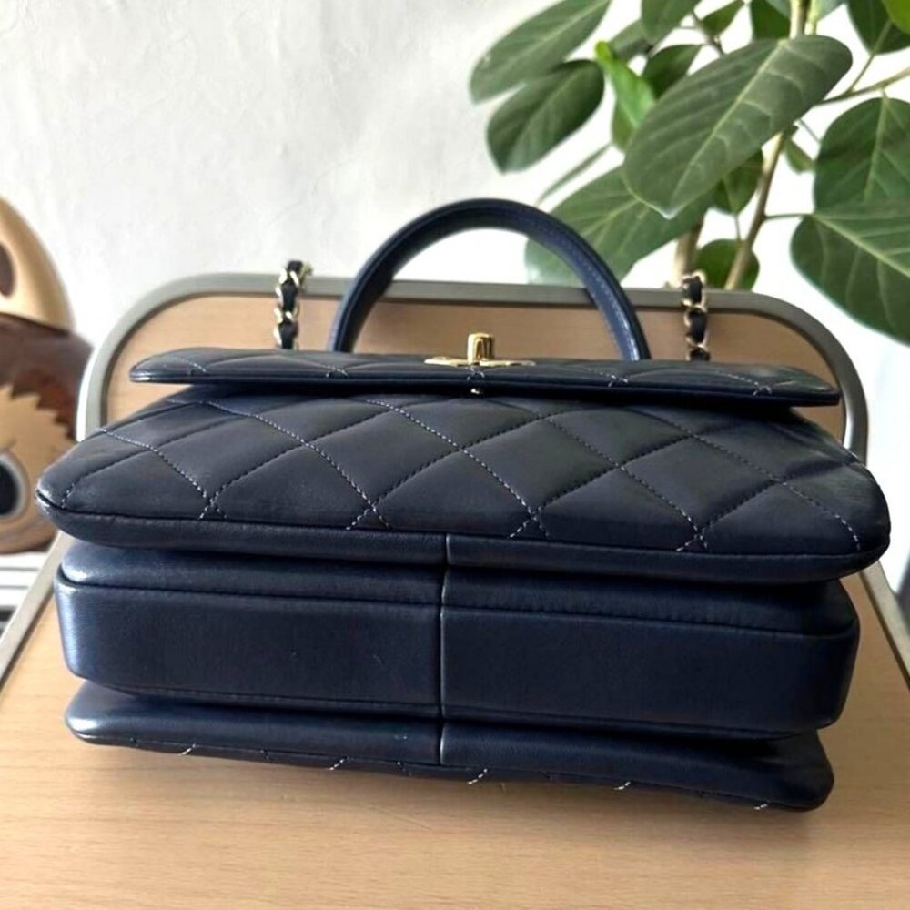 Authentic CHANEL Trendy Lambskin Quilted Small CC Dual Handle Flap Bag - Picture 5 of 12